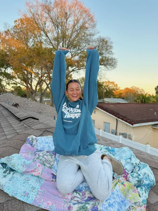 Happy Hoodie Light Blue