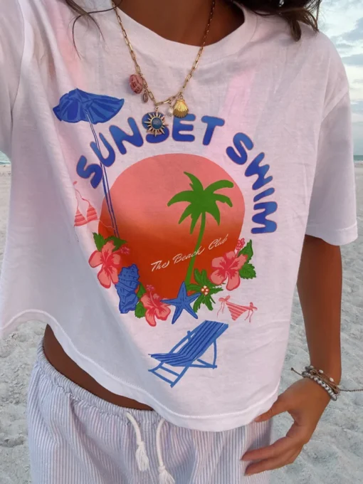 Sunset Swim Boxy Tee