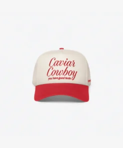 Caviar Cowboy Cap (Beige & Red)